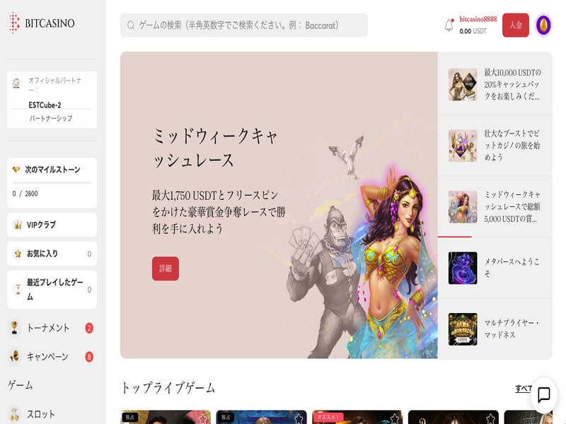 ビットカジノ公式サイトのレビュー